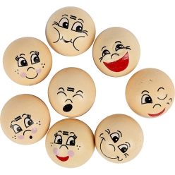 tetes emoticone en bois assortiment 16 pieces