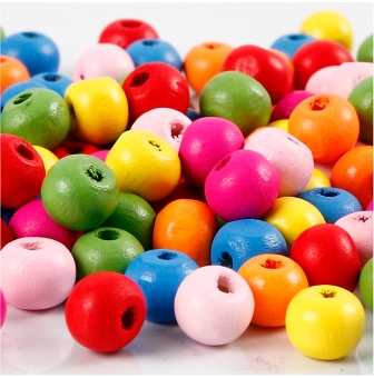 perles en bois colore assortiment 8 mm 90 pieces