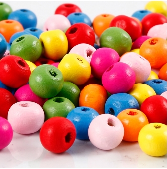perles en bois colore assortiment 8 mm 500 gr