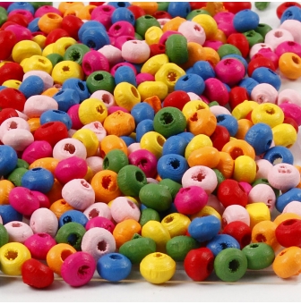 perles en bois colore assortiment 4 mm 300 gr