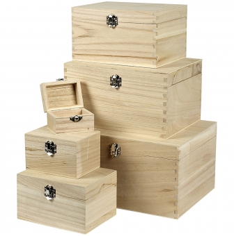 boites en bois assortiment de 6 pieces