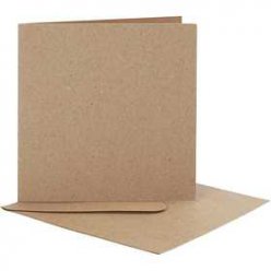 Cartes et enveloppes recycl, 12,5 cmx12,5 cm 10 lots