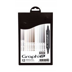 GRAPH'IT Set 12 marqueurs - Mix Grey colors
