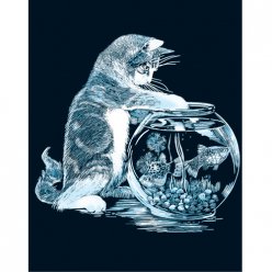 Carte à gratter Scraper Argent 20 x 25 cm - Le chat pêcheur