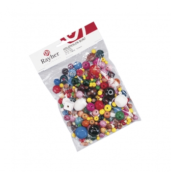 perles en bois multicolores 75g