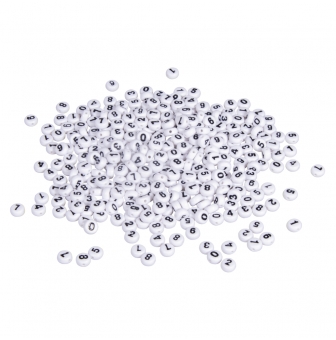 perles en plastique avec chiffre 6mm o
