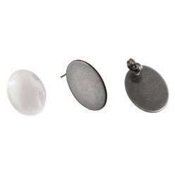 Boucle d'oreille métal et cabochon avec clou 1,8x2,5 cm 