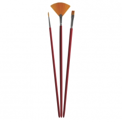 pinceaux synthetiques 3 pieces court plat rond eventail