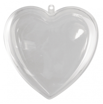 coeur en plastique en 2 parties 14 cm