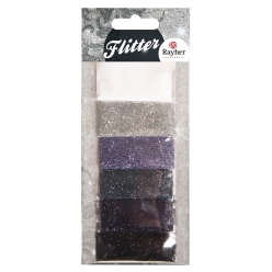 poudre de paillettes tons argente noir 6 couleurs