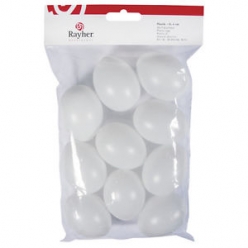 lot de 10 oeufs plastique 6 cm blanc