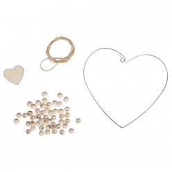 Kit : Coeur de fil avec perles en bois