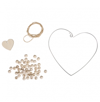 kit coeur de fil avec perles en bois