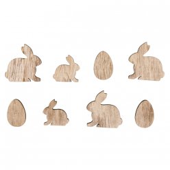 Miniatures en bois Lapins et Oeufs 2 - 3 cm 