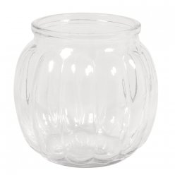 Vase de verre bombé avec des rainures 12x12x11 cm 