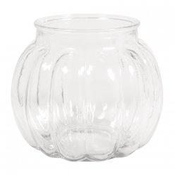 vase de verre bombe avec des rainures 15 cm