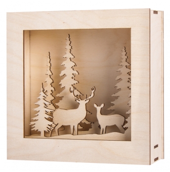 deco de noel en bois cadre mot 3d paysage hivernal