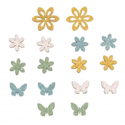 miniatures en bois fleur papillon
