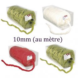 Cordon en laine 10mm au mètre (coeur en jute)