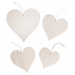 Coeurs en bois Kit à suspendre (4 pièces)