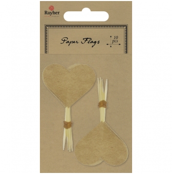 pique beige en papier coeur 10 pieces