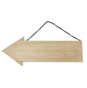 fleche en bois avec chaine en metal 40x15 cm