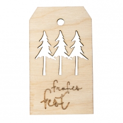 Pendentif bois  Frohes Fest ,FSCMixCred