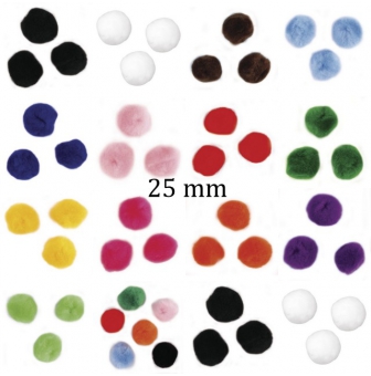 pompons 25 mm uni sachet a la couleur 35 pieces