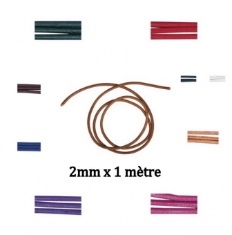 lanieres rondes en cuir de boeuf 2mm ox 1metre