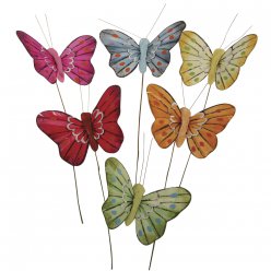 Papillon en plumes assortis 5 cm - 6 pièces