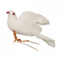 colombes en plumes blanche 75 cm