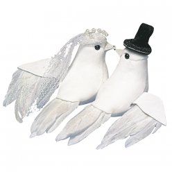 Couple de colombes mariés 8 cm 