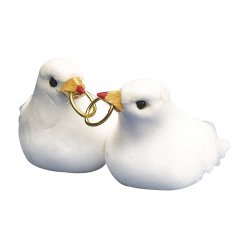 Couple de colombes en plumes 3 cm 