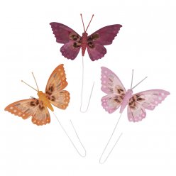 Papillons de plumes 10 cm 3 pièces