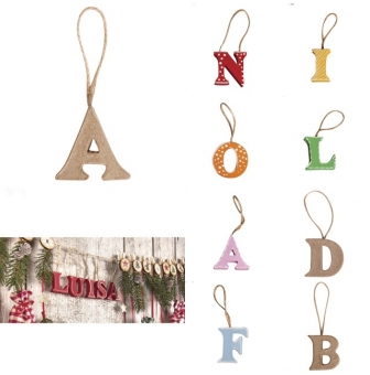 lettre en papier mache 4 cm avec suspension