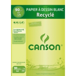 CANSON Bloc de papier a dessin blanc recycle, A4, 90 g/m2
