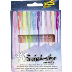 folia stylo gel pastell couleurs assorties etui de 10