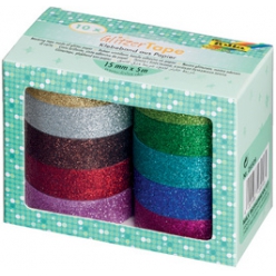 folia deko klebeband glitter tape 10 farbig sortiert