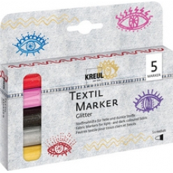 kreul feutre textile glitter set medium de 5