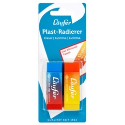 Laufer Gomme en plastique PLAST COLOR, carte blister de 2