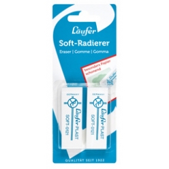 laufer gomme en plastique plast soft carte blister de 2