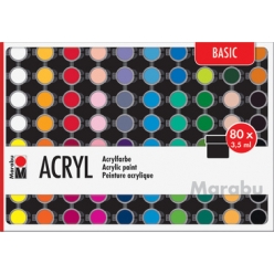 marabu set de peinture acrylique basic 80 x 35 ml