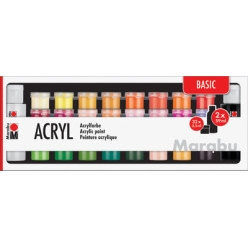 marabu set de peinture acrylique basic 32x 35 ml2x 59 ml