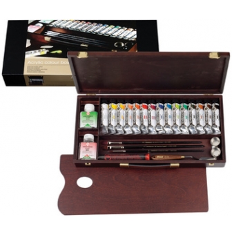 coffret bois rembrandt profession couleurs acryliques