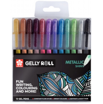 sakura stylo roller encre gel gelly roll metallic etui de 12