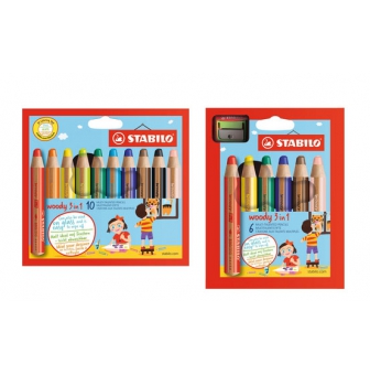 Crayon de Couleur STABILO woody 3in1 - Etui carton de 10 Crayons de  Couleurs Enfant, Crayon Large à Mine XXL, Couleurs Assorties, Taille-crayon  inclus