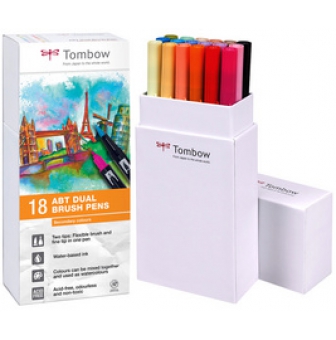 feutres dual brush pen kit 18 couleurs pastel