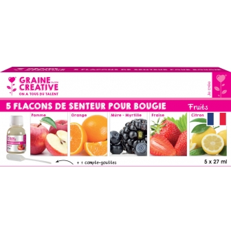 parfums a bougie 27 ml fruits lot de 5 pieces