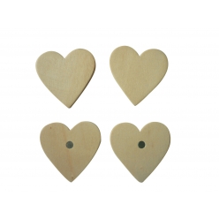 magnet coeur en bois 5 cm 4 pieces