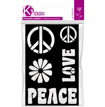 pochoir adhesif peace n love 12x18 cm